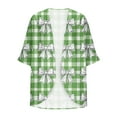 thumbnail image 5 of SELONE Long Cardigans for Women Summer 3/4 Sleeve Regular Open Front Cardigans Without Hoodie Plaid Lightweight Beach Vacation Wear Green 2XL, 5 of 5