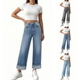thumbnail image 2 of Women's Straight Leg Jeans, Versatile High Waisted Stretchy Streetwear Business Casual Denim Pants with Pockets, 2 of 6