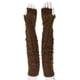 thumbnail image 3 of Guantes de invierno largos y gruesos para mujer, sin dedos, con agujeros para los pulgares. marrón, 3 of 6