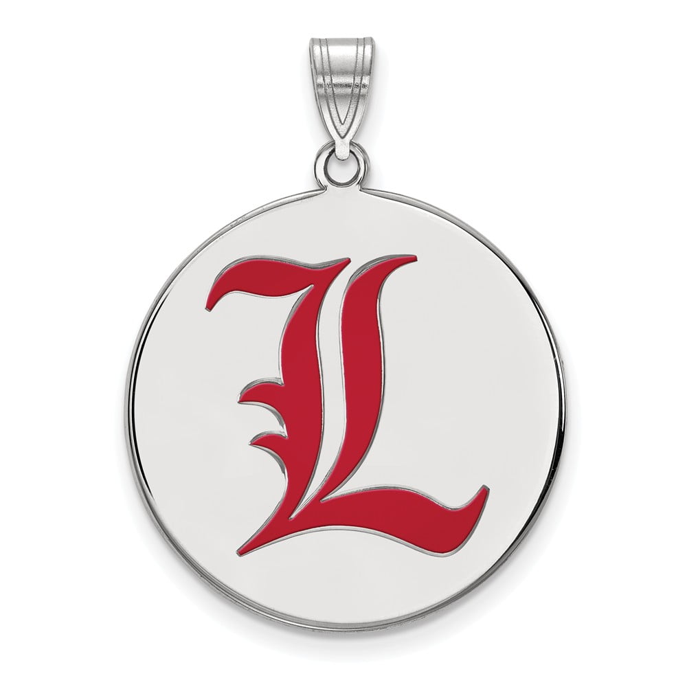 Sterling Silver LogoArt University of Louisville XL Disc Pendant