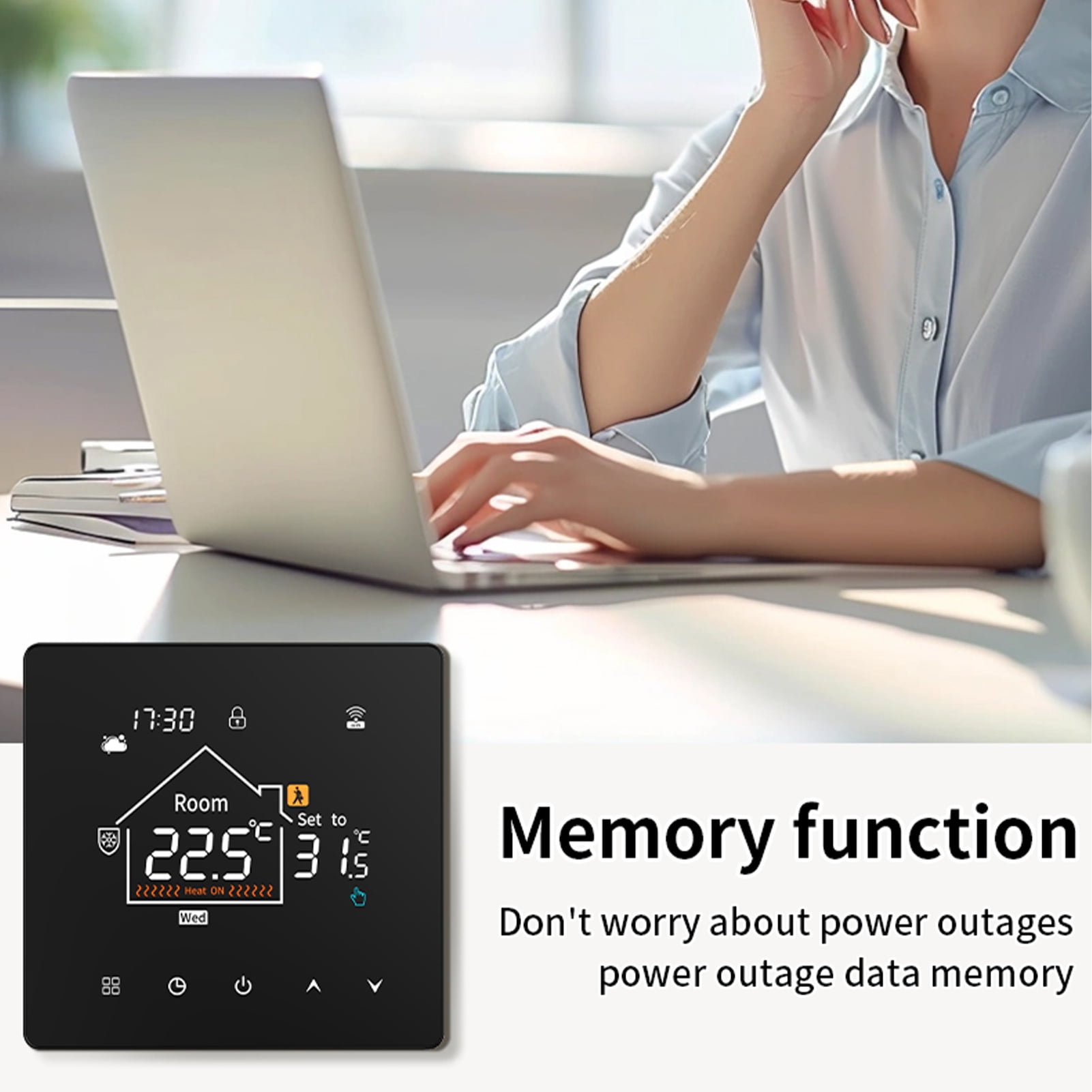 YAHHU Boiler Water Heating 2-In-1 Thermostat Smart Heater Controller Programmable with 4-Level Backlit Display WiFi Compatible