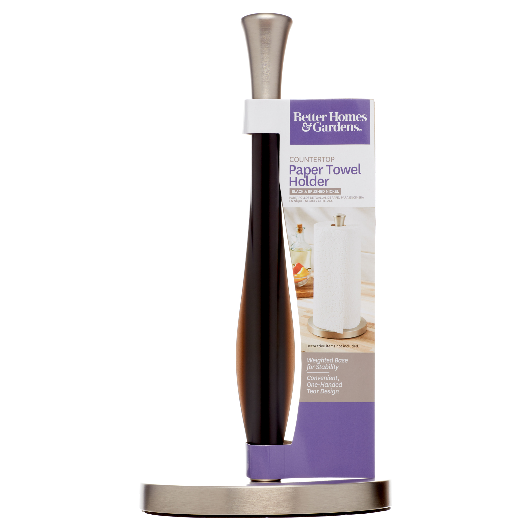 Better Homes & Gardens Free-Standing Paper Towel Holder with Weighted Non-Slip Base, 14 Inch, Nickel - image 5 of 7