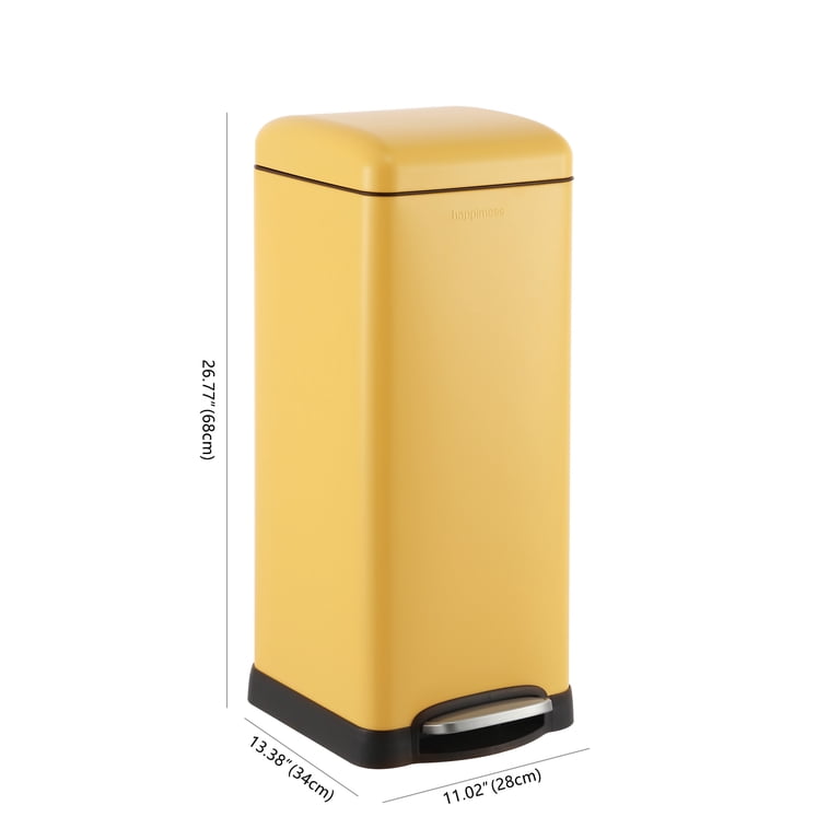 Happimess Betty Retro 8-Gallon Step-Open Trash Can, Daffodil