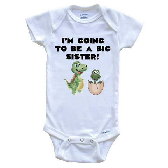 I'm Going To Be A Big Sister Dinosaur Baby Bodysuit - New Baby Announcement Baby Bodysuit For Sibling