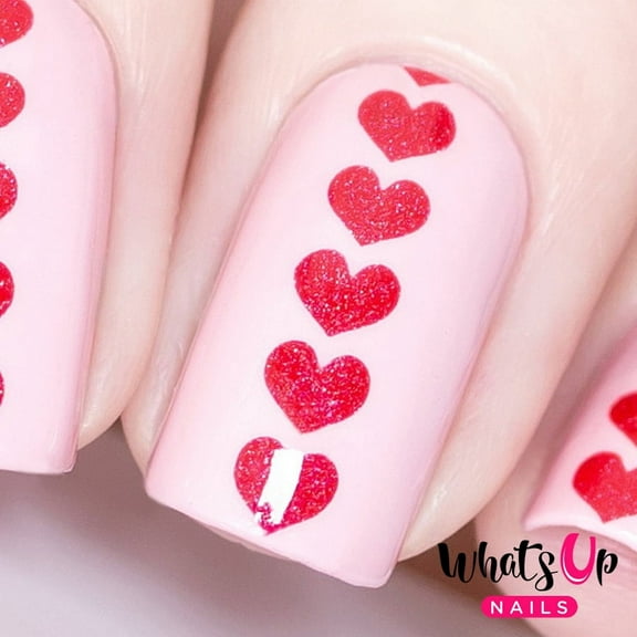 Whats Up Nails Heart Stack Vinyl Stencils for Valentine’s Day Nail Art Design