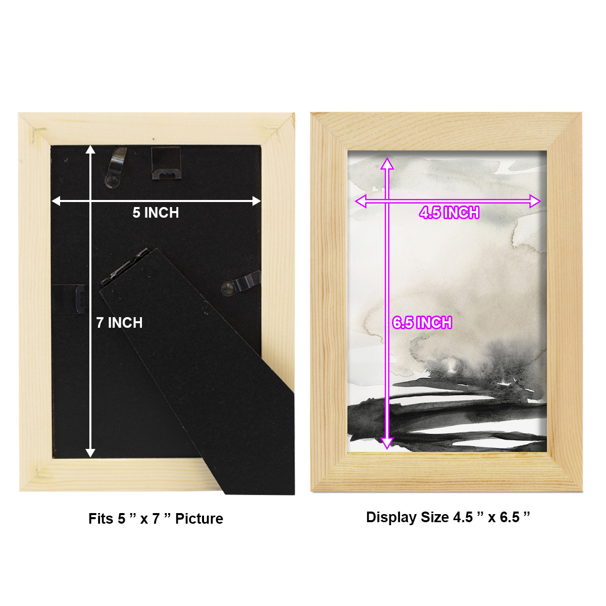 Ebony Horizon Triptych I - Framed Print w/glass - Natural Wood