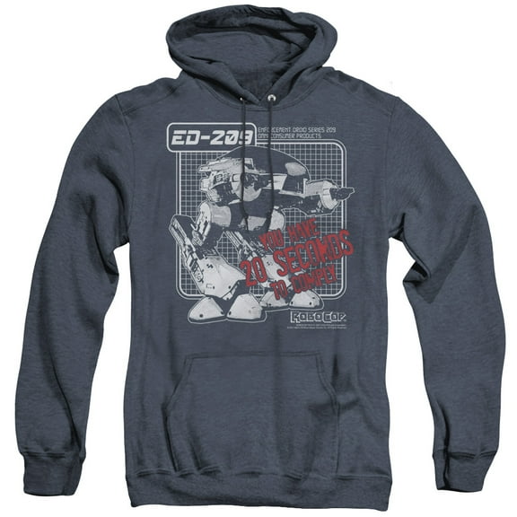 Robocop Ed 209 Adult Heather Hoodie Sweatshirt Navy