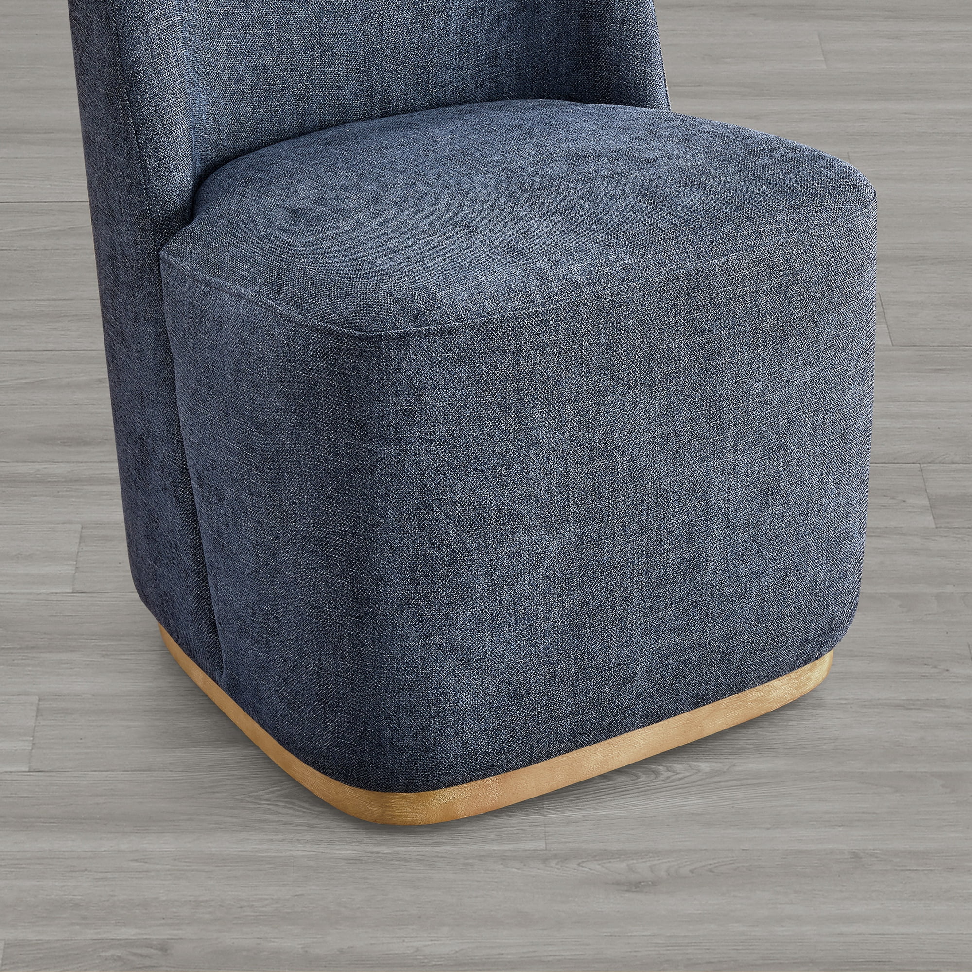 Spruce & Spring Modern Upholstered Dining Chair with Hidden Casters & Wood Base Set of 2, Blue