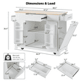 thumbnail image 4 of Fluted Kitchen Island On Wheels with Trash Can Storage Cabinet and Drawers, Rolling Kitchen Islands Built-in Power Outlet, Internal Storage Rack and Open Side Racks, White, 4 of 8