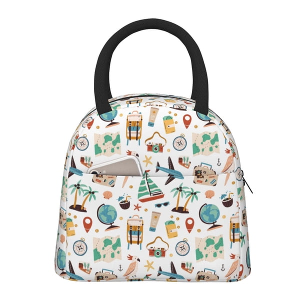 Fotbe Travel1 Bolsa de Almuerzo con Estampado, Lonchera Aislada, Contenedor de Comida Reutilizable Tipo Cooler a Prueba de Fugas