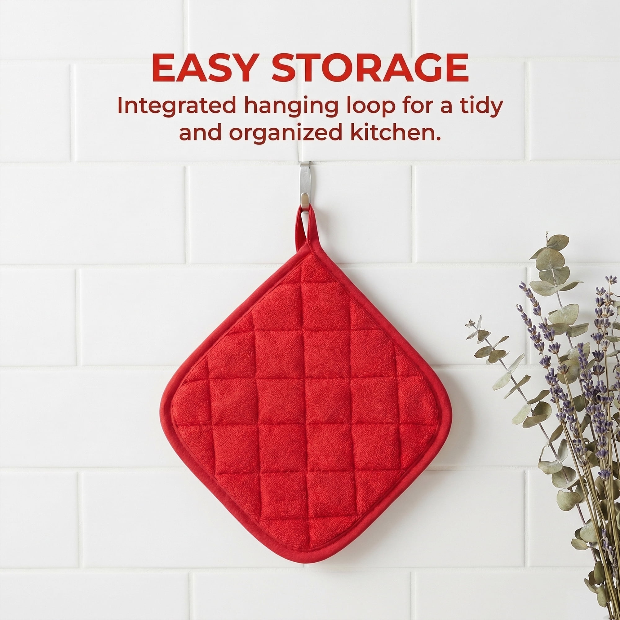 Unique Bargains Pot Holders Heat Resistant Non Slip Hot Pads for Cooking Red 2Pcs