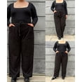thumbnail image 2 of CASSIE LIZ Plus Size Black Corduroy Pants for Women Casual High Waisted Wide Leg Trousers with Pockets Drawstring Straight Leg Fashion Pants XL-5XL, 2 of 6
