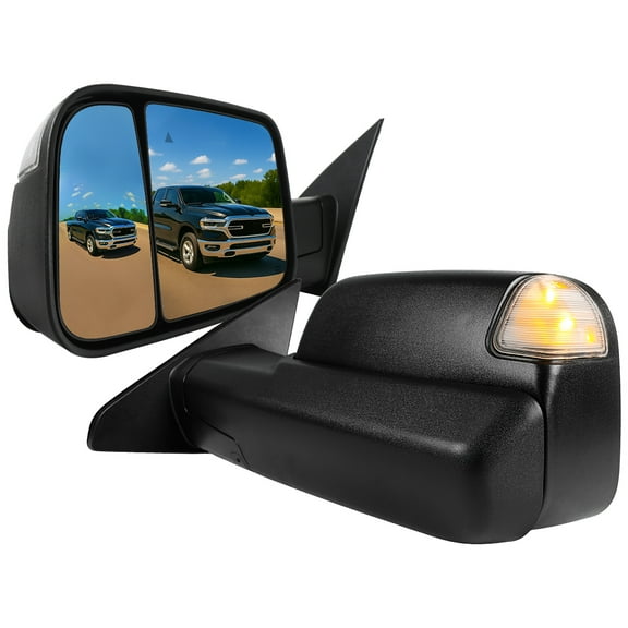 Spec-D Tuning Power Heated Manual Fold w/ Puddle Light   Blind Spot Monitor Tow Mirrors Compatible with 2019-2024 Ram 1500 Left   Right Pair