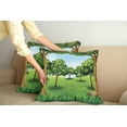 thumbnail image 2 of Ambesonne Forest Throw Pillow Cover 2 Pack, Nature Scene Summer, 20", Green Pale Blue Caramel, 2 of 5
