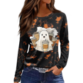 thumbnail image 3 of Womens Long Length Sleeve Tops Loose Spooky Witch Graphic T Shirts Casual Fall Teacher Tee Tops, 3 of 6