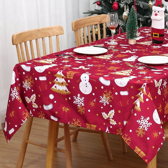 ZACOO Rectangle Table Cloth Christmas Waterproof Stain Resistant 60"x102" Fabric Table Cover Tablecloth for Dining Table Buffet Parties Camping, Red
