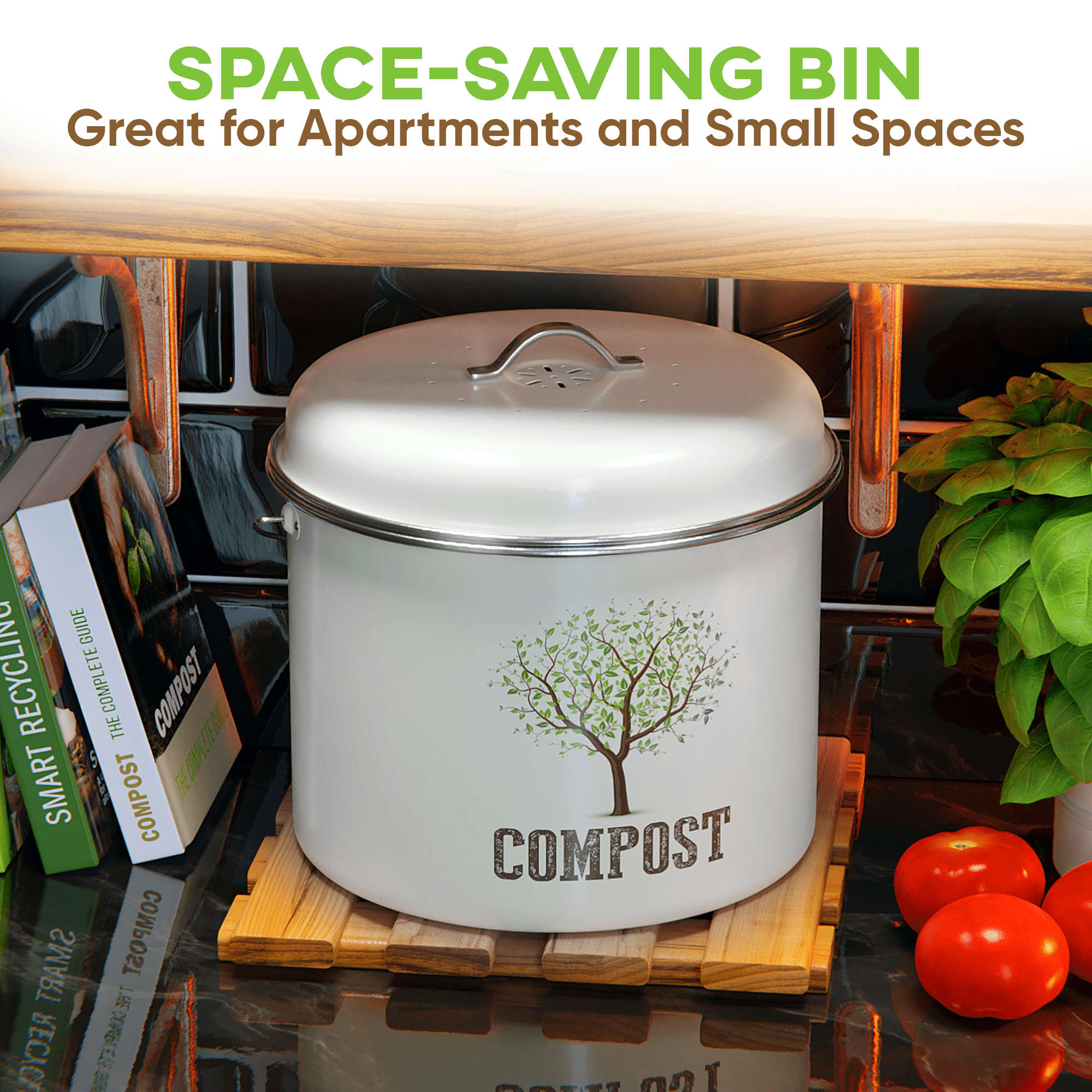 Third Rock Compost Bin Kitchen – 1.3 Gallon Countertop Compost Bin wit