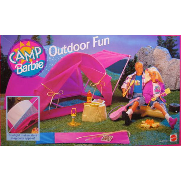 Camp Barbie Outdoor Fun Playset w Tent, Sleeping Bag & More! (1993  Arcotoys, Mattel)