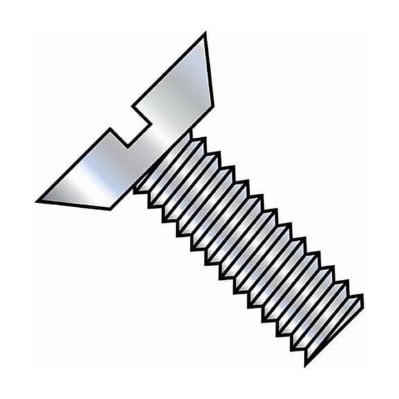 #8-32 x 1/2 in Slotted Flat Machine Screw, Zinc Plated Steel, 10000 PK