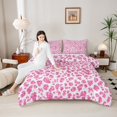 thumbnail image 4 of Feelyou Pink Cheetah Print Bedding Comforter Set, Glitter Sequin Diamond Twin Comforter Sets, Teens Adult Kid Reversible Bedding Set, Lightweight Room Decor, 2 Pieces, 4 of 8