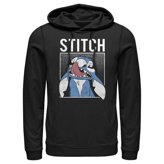 Men's Lilo & Stitch Distressed Nose Picker  Pull Over Hoodie Black X Large