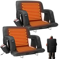 ABORON 2 Packs Heated Stadium Seats for Bleachers with Back Support Wide 21 Inch, Extra Portable Bleacher Seat Padded Stadium Chair, USB 3 Levels of Heat, 6 Reclining Positions