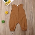 thumbnail image 2 of Diconna Newborn sleeveless cotton solid color button trousers jumpsuit, 2 of 5