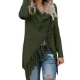 thumbnail image 1 of Gibobby Suéter Divertido de Manga Larga con Cuello Rojoondo Suéter con dobladillo con borlas para mujer, cárdigan largo, suéter, poncho, abrigo (Verde, S), 1 of 5