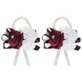 thumbnail image 1 of Ramilletes Artificiales Unique Bargains Flores Pulseras Paquete de 2 Color Rojo Vino para Boda Ceremonia Graduación Fiesta Aniversario, 1 of 5