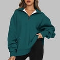 thumbnail image 2 of Babysbule Womens Pullover Fall Solid Sweatshirts Casual Winter Lapel Zip Up Pullover Long Sleeve Quarter Zip Hoodie, 2 of 6