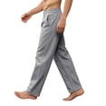 thumbnail image 3 of Inglocry Men's Casual Linen Cotton Pants Elastic Waist Summer Beach Trousers Lightweight Yoga Vacation Pants with Pockets Gray 2XL, 3 of 5