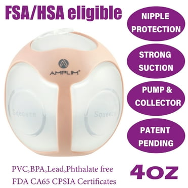 Amplim Wearable Manual Breast Pump, Discrete Hands-Free Silicone Milk Collector for Breastfeeding, Strong Letdown Suction, Leakproof 4oz Milk Saver, Comfortable Nursing Shells, HSA/FSA Eligible, Pink