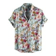 thumbnail image 1 of Leutsin Men Short-Sleeved Printed Color Buttons Cardigan Casual Shirt Tops, 1 of 3