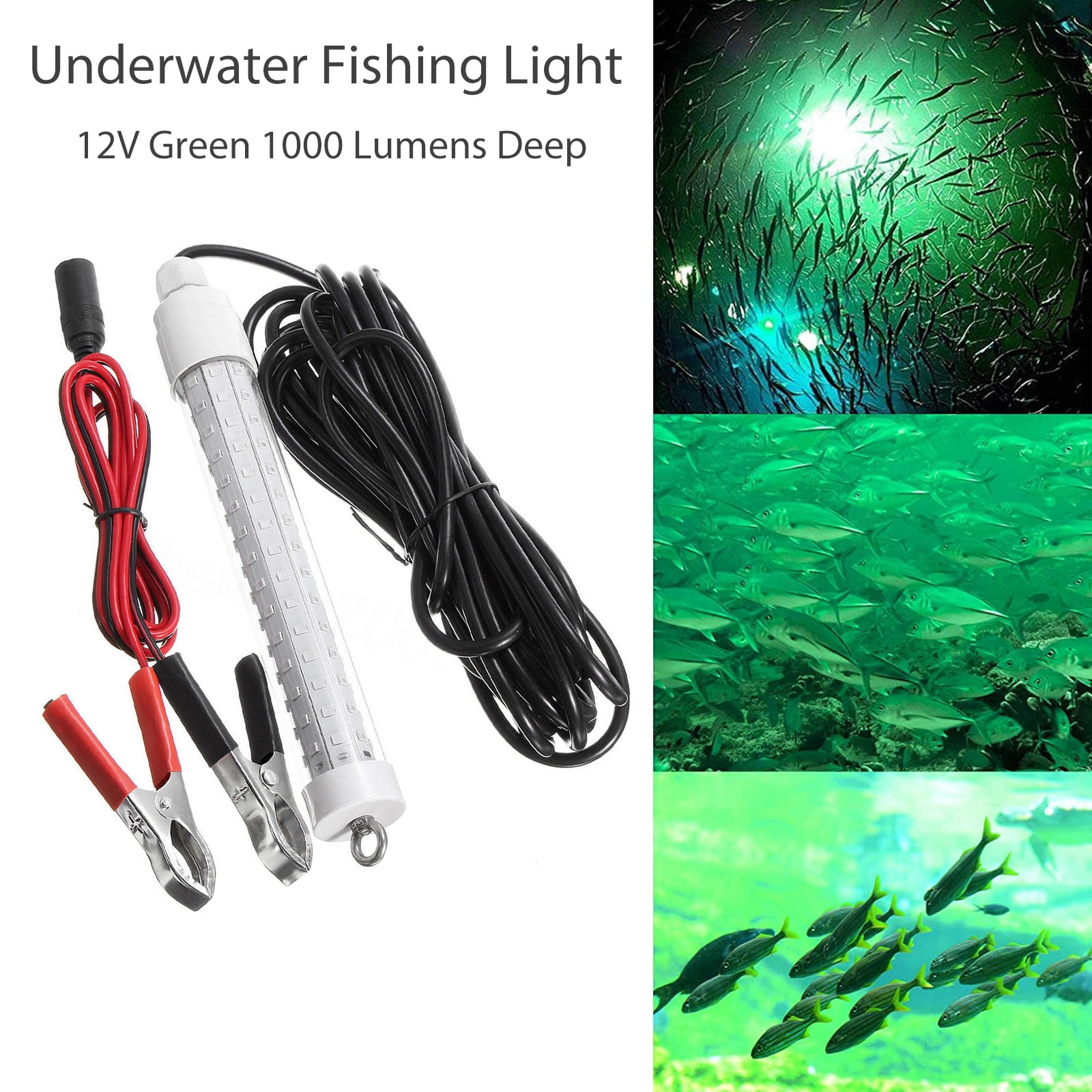 12V LED GREEN UNDERWATER SUBMERSIBLE NIGHT FISHING LIGHT crappie shad squid boat 