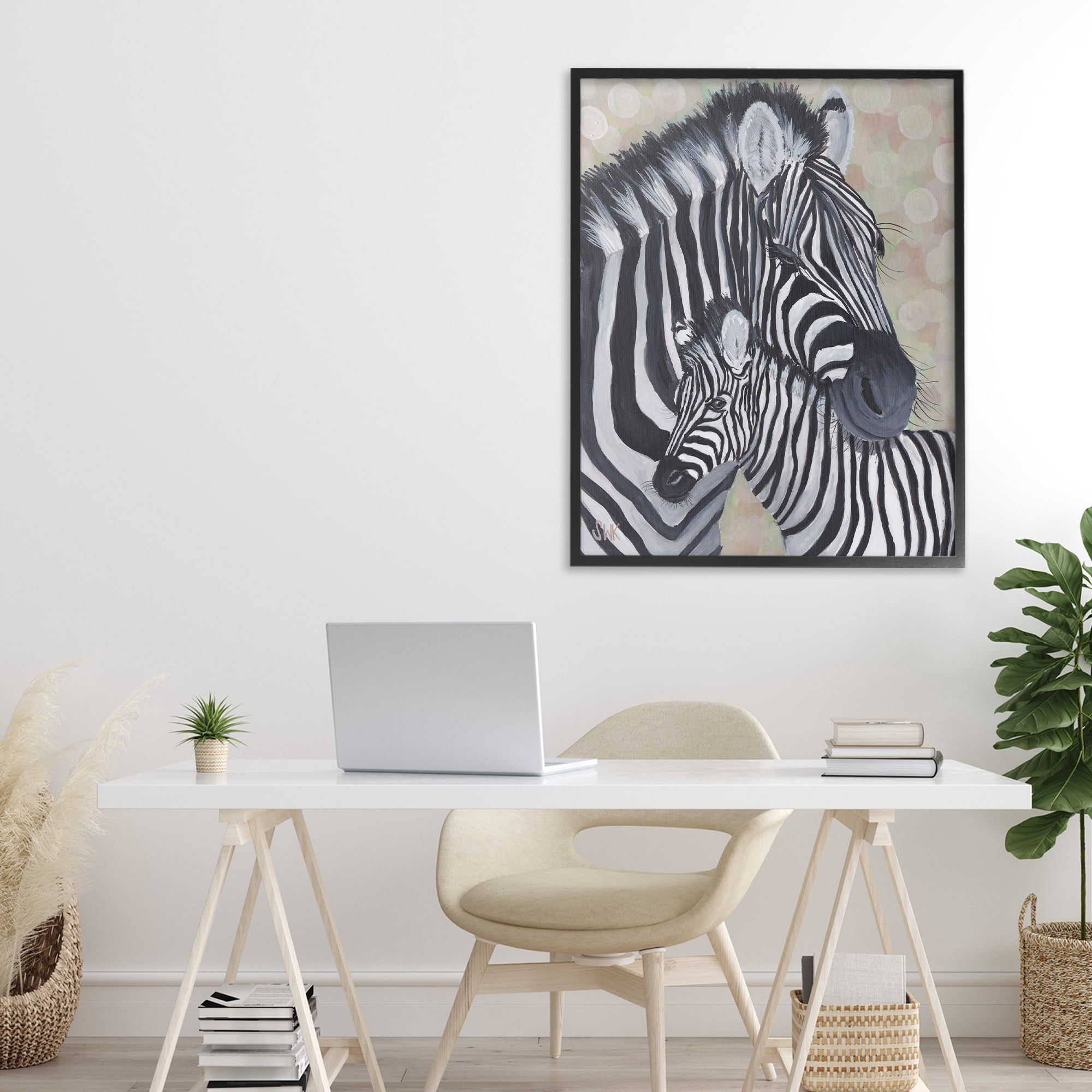 Stupell Industries Mama Zebra & Her Foal Black Framed Giclee Art, design by Sarah Waldron Kimball