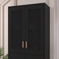 thumbnail image 6 of BOMETAO 71'' Tall Pantry Cabinet, Wood Storage Cabinet with 4 Ratton Doors and Adjustable Shelf, Boho Kitchen Panty with Metal Handle for Kitchen,Dining Room, Black, 6 of 8