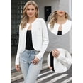 thumbnail image 2 of DARING DIVA Women's Knit Long Sleeve Cropped Sweater Cardigan Shrug XS White, 2 of 6