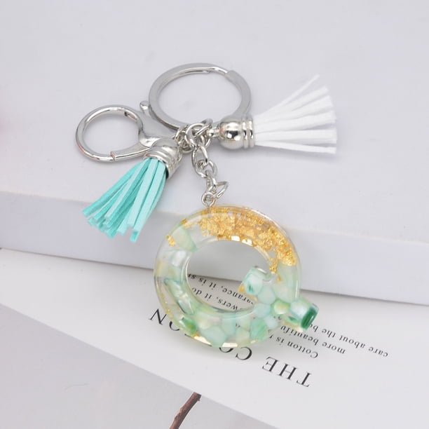 Borlas para Llavero Green Borla Carta Llavero, Gota de Cristal, Hoja de Oro, Joyería de Piedra, Colgante, Bolso, Llavero