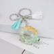 thumbnail image 2 of Llavero de letras con borlas verdes | Colgante de cristal acrílico | Lámina de oro, pegamento en gota, joyería de piedra engrosada | Amuleto de bolso con estilo, accesorio para mochila | 1 pieza, 2 of 9