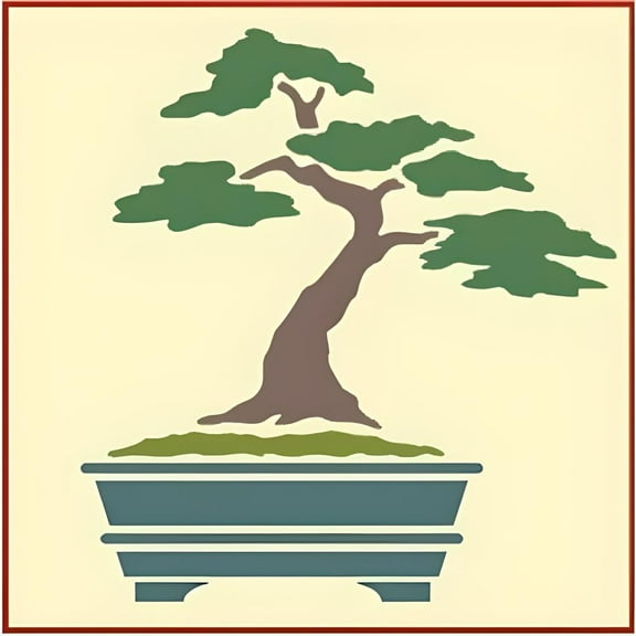 Bonsai Stencil - Japanese Asian Oriental Chinese Reusable Sturdy Flexible Template 10 mil Plastic Mylar Wall Flower Tree Stencils Craft Painting Wall Stencils - The Artful Stencil