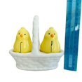 thumbnail image 2 of Rae Dunn Yellow Peep Chicks Ceramic Salt and Pepper Shaker Set in White Basket Black LL letters Easter, 2 of 3
