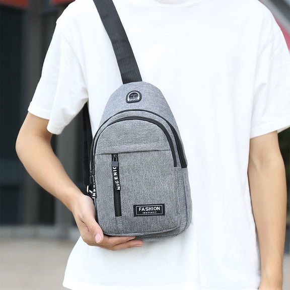maho Strap Bag Crossbody Backpack With USB Hole With Headphone Hole Strap Backpack Hiking Backpack Multipurpose Crossbody Chest Bag Gray on Clearance