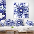 thumbnail image 4 of Designart Symmetrical Blue White Fractal Flower - Floral Throw Pillow - 18x18, 4 of 5