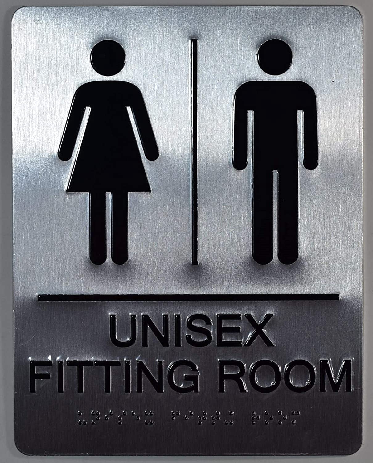 Unisex Fitting Room Sign with Tactile Text and Braille Sign -(Aluminium ...
