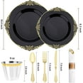 thumbnail image 2 of 350 PCS Black and Gold Plastic Plates, Plastic Dinnerware Set for 50 Guests, 100 Disposable Plates, 150 Silverwares, 50 Cups, 50 Napkins for Party, Wedding, Graduation, 2 of 14