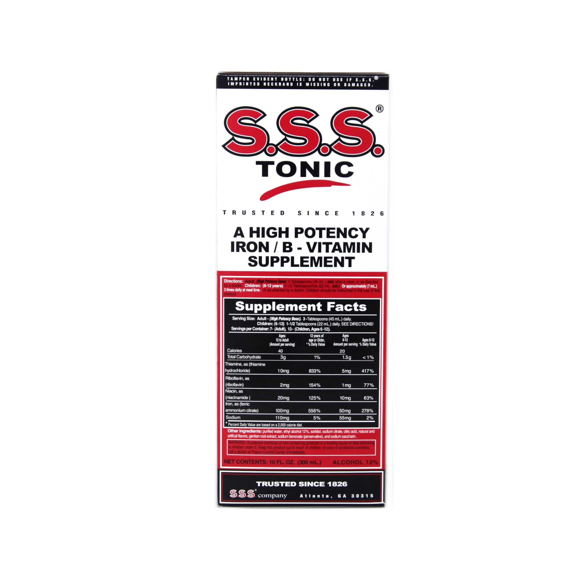 S.S.S. Tonic, Iron and Vitamin B Supplement, High Potency Vitamins, Bottle,10 Fl Oz - 3 Pack