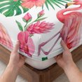 thumbnail image 3 of Twin XL Size Fitted Sheet Set - Pink Flamingo 2 Piece Bedding Sets 16" Deep Pocket Fitted Sheet with 1 Pillowcases, Summer Tropical Palm Leaves Floral Brushed Microfiber Hotel Luxury Bed Sheets, 3 of 9