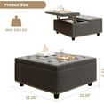 thumbnail image 2 of GerRiT 33 Inch Large Square Storage Ottoman Coffee Table with Lift Top, Oversized Square Ottoman  with Storage, Upholstered Ottoman Coffee Tables for Living Room (Cotton Linen, Dark Grey), 2 of 8