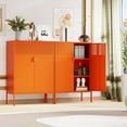 thumbnail image 5 of Orange Metal Cabinet,Metal Locker Storage Cabinet with Doors and Shelves,3-Tier Office Cabinet,Metal Storage Cabinet,Sideboard,Liquor Cabinet for Home Office,Kitchen,Coffee Bar, 5 of 12
