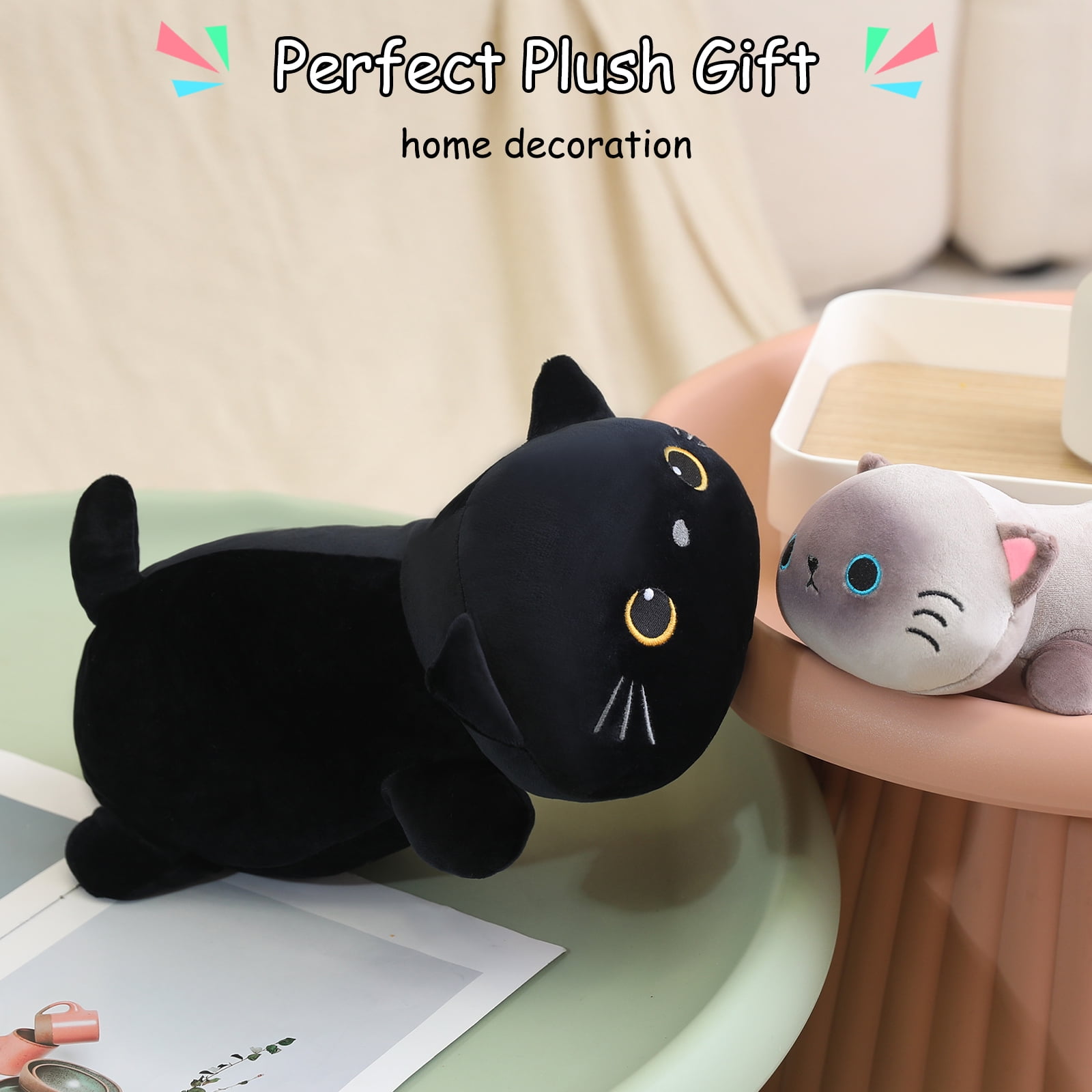 SQEQE Weighted Siamese Cat Plush, Cute Soft Pillow Toy Gift for Kids 23.6 Inch, 3.1 lbs
